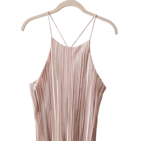 NWT The Impeccable Pig Champagne Pink Silver Plisse Slip Dress Shimmer Size S - Picture 3 of 10